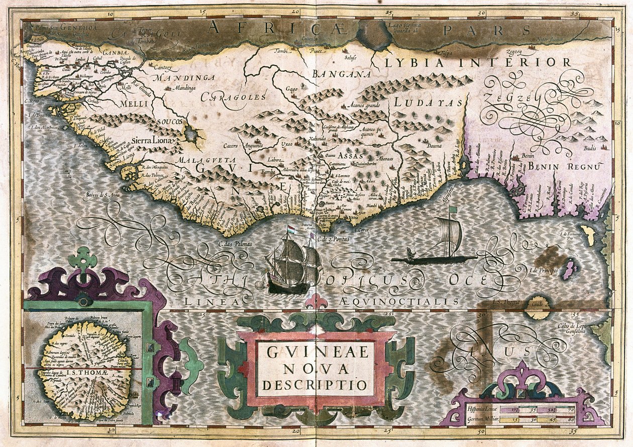 Guinea, Libya - Africa (engraving) by Gerardus Mercator