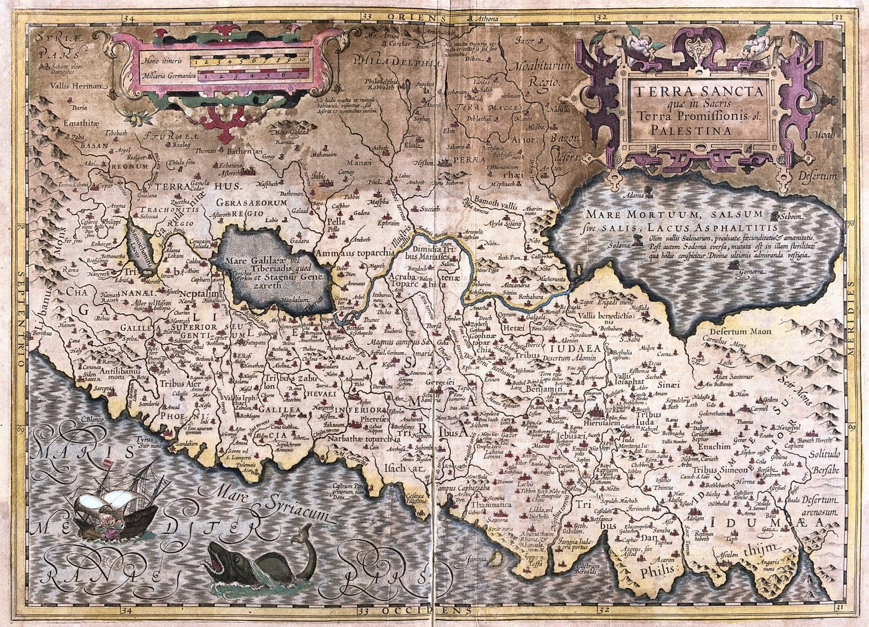 Holy Land and Palestina (engraving) by Gerardus Mercator