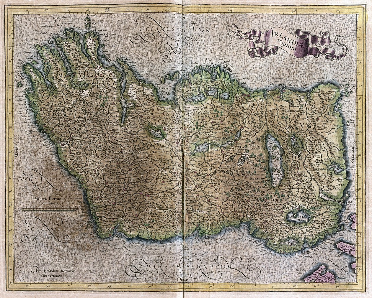 Ireland by Gerardus Mercator