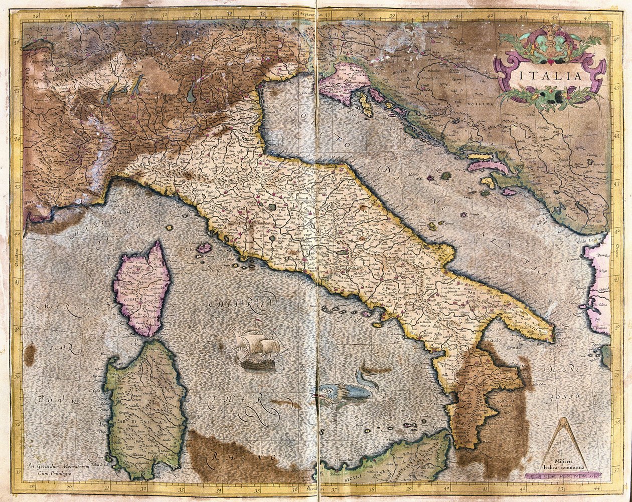 Italy (engraving) by Gerardus Mercator