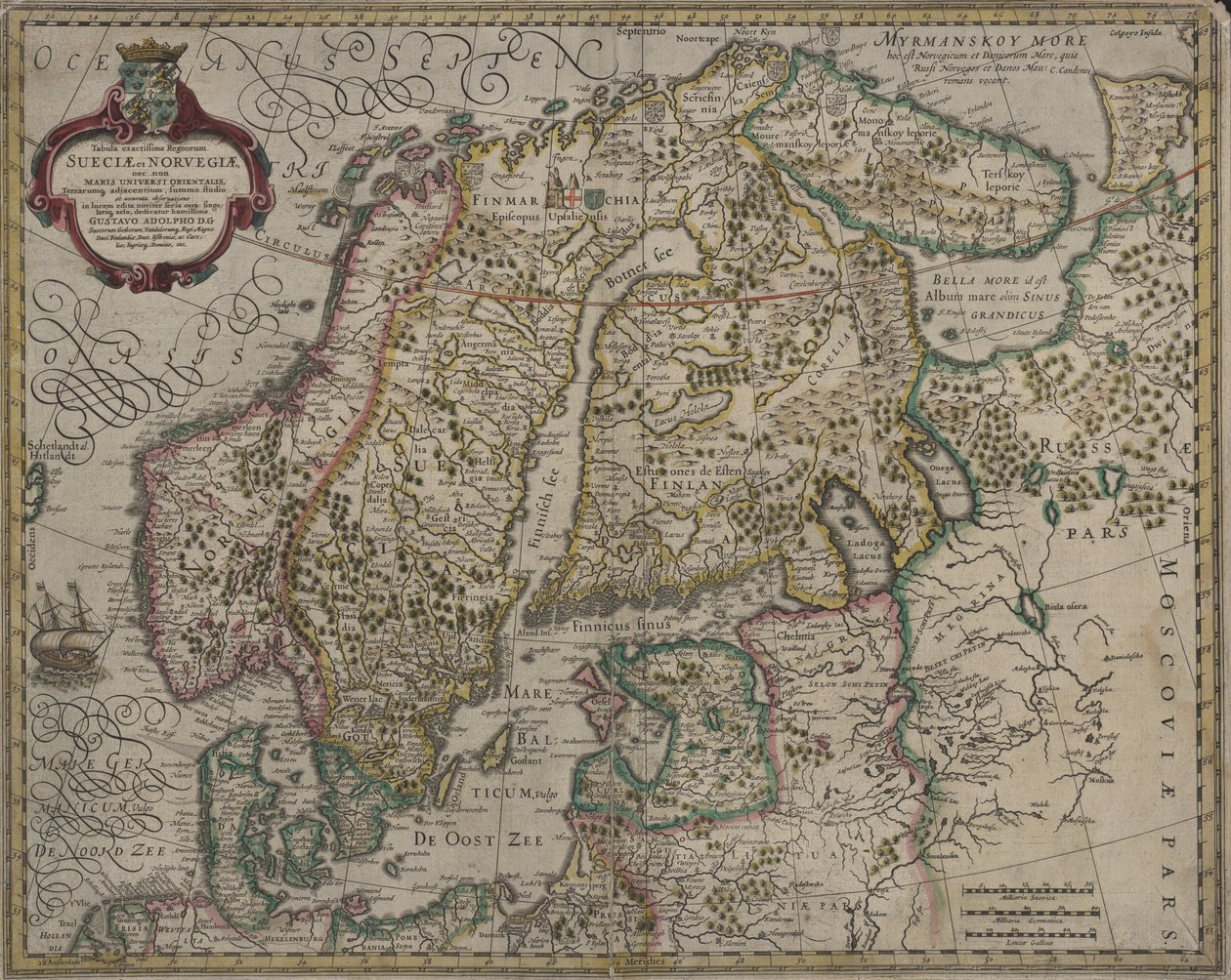 Exact Map of the Kingdoms of Sweden and Norway by Gerhard Mercator