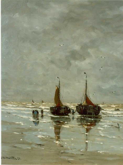 Trees and Fishermen on the Beach by Gerhard Morgenstjerne Munthe