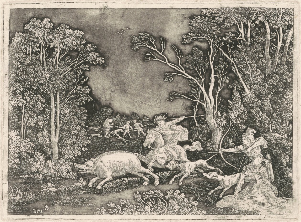 Antique Boar Hunt by Gerhard Janssen