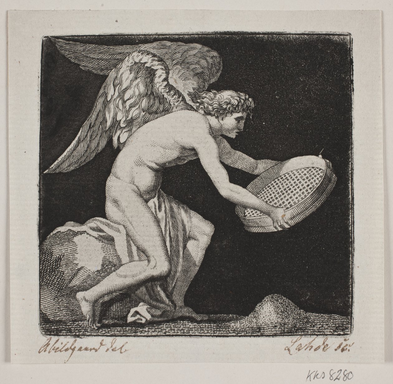 Winged Genius with a Sieve by Gerhard Ludvig Lahde