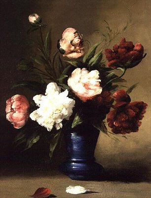 Peonies in a Blue Vase by Germain Ribot