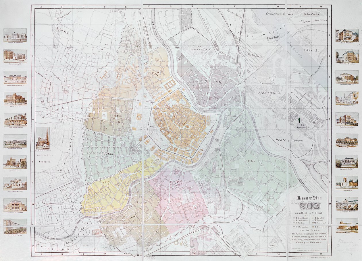 Map of Vienna, published by Klimsch und Co., Frankfurt, c.1860 by German School