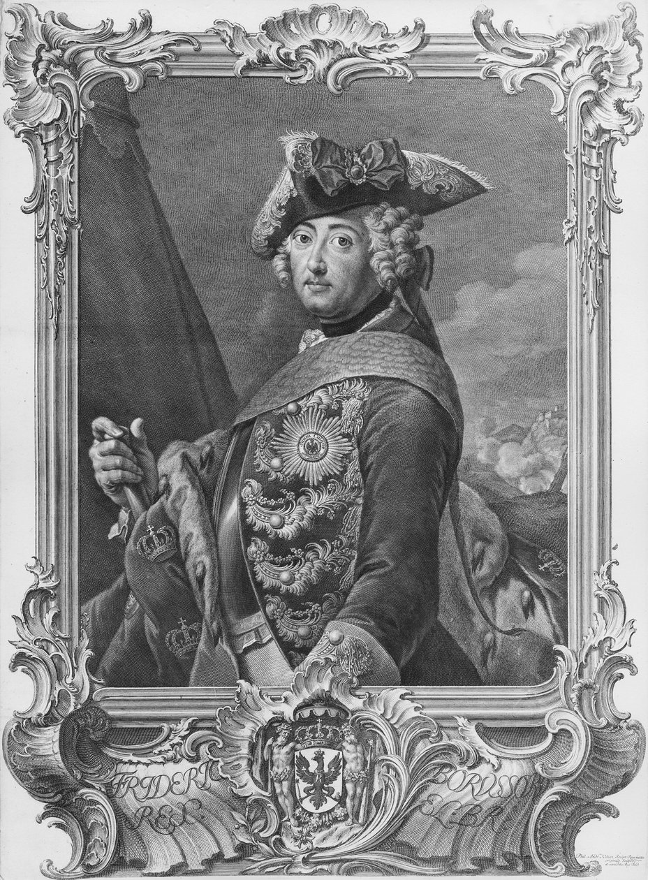 Portrait of Frederick II, The Great, engraved by Phillip Andreas Kilian by German School