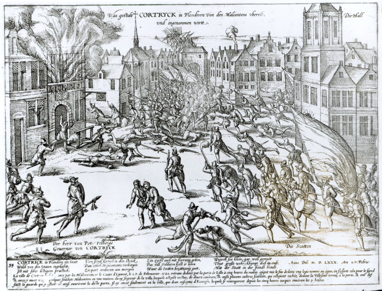 The Battle of Courtrai Between the French and the Flemish, 1580 by German School