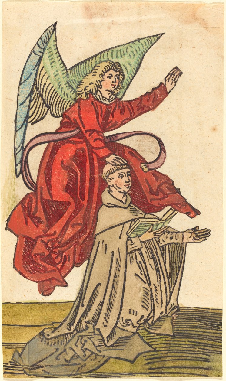 A Monk with an Angel by German 15th Century