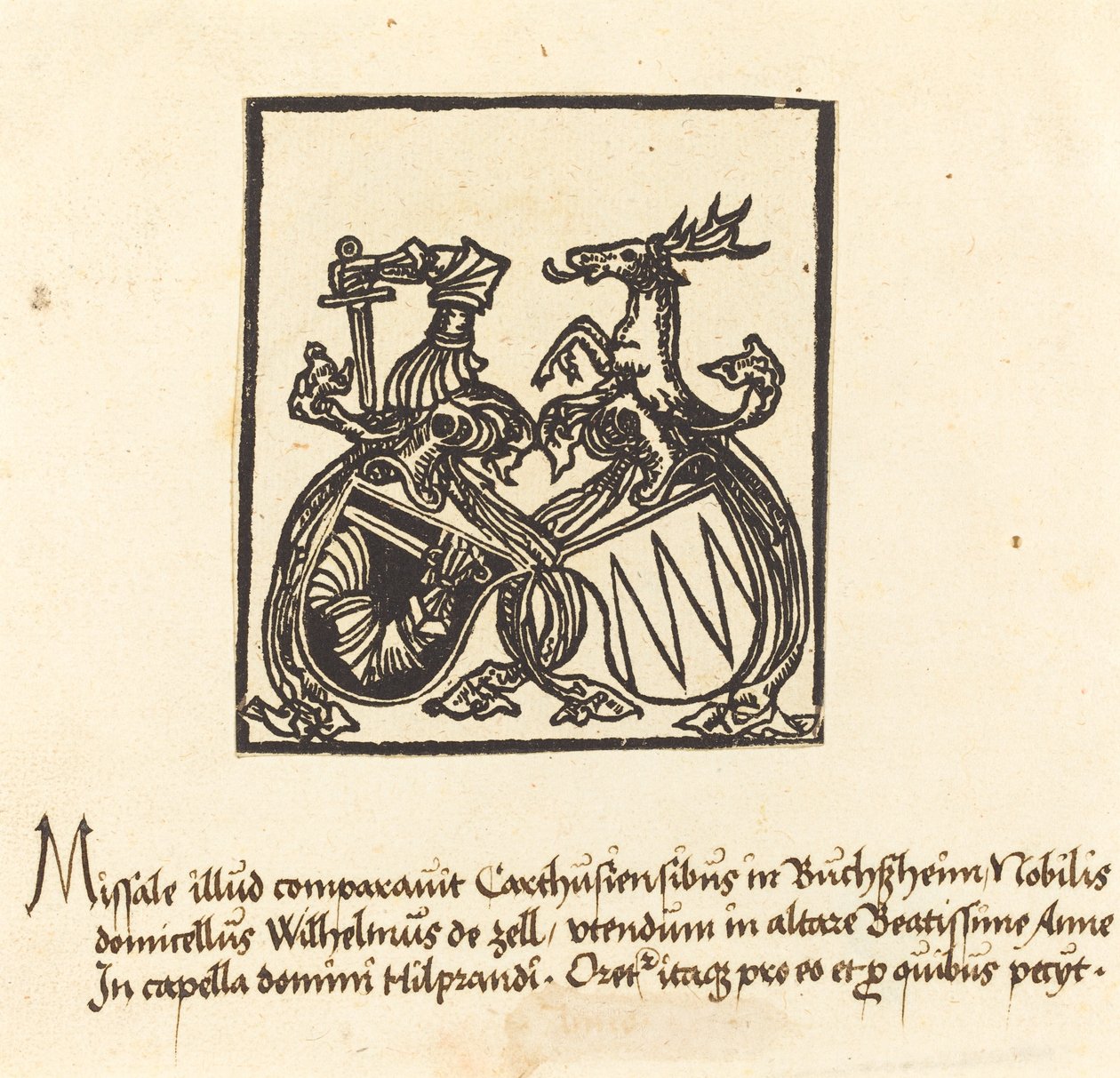 Bookplate of Wilhelm von Zell by German 15th Century