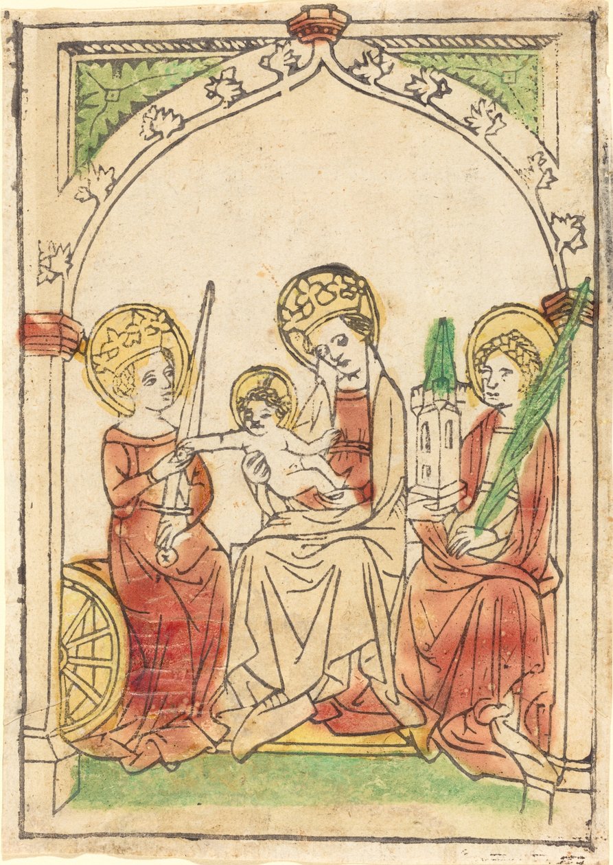 Madonna between Saints Catherine and Barbara by German 15th Century