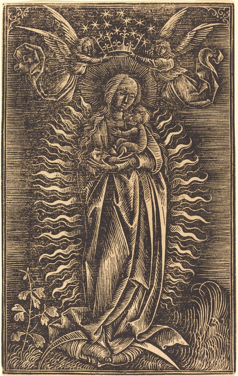 The Virgin Crowned by Two Angels by German 15th Century