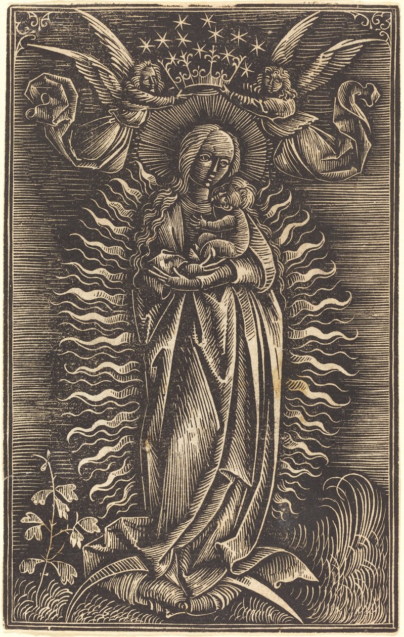The Virgin Crowned by Two Angels by German 15th Century
