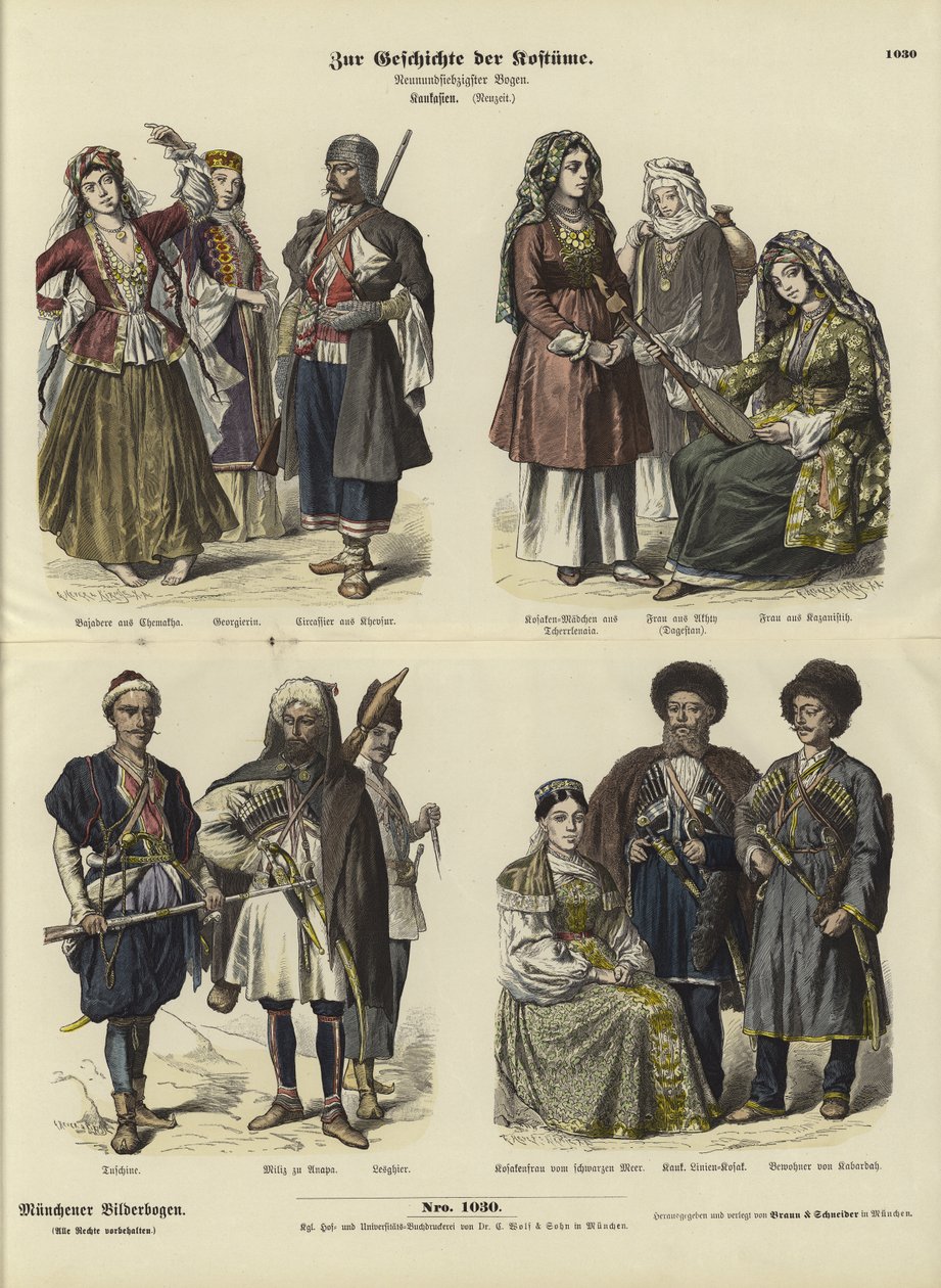 Caucasian Costumes, 19th Century by German School