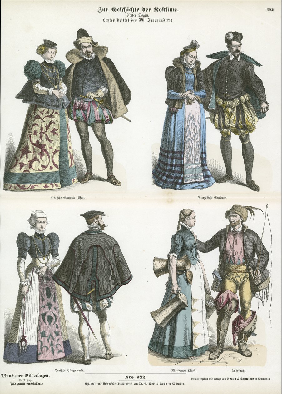 French and German Costumes, Late 16th Century by German School