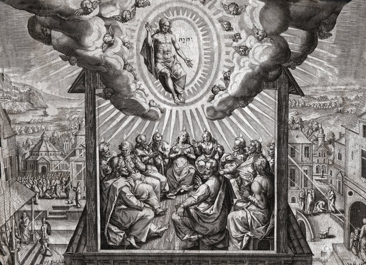 Jesus Christ and the Apostles (engraving) by German School