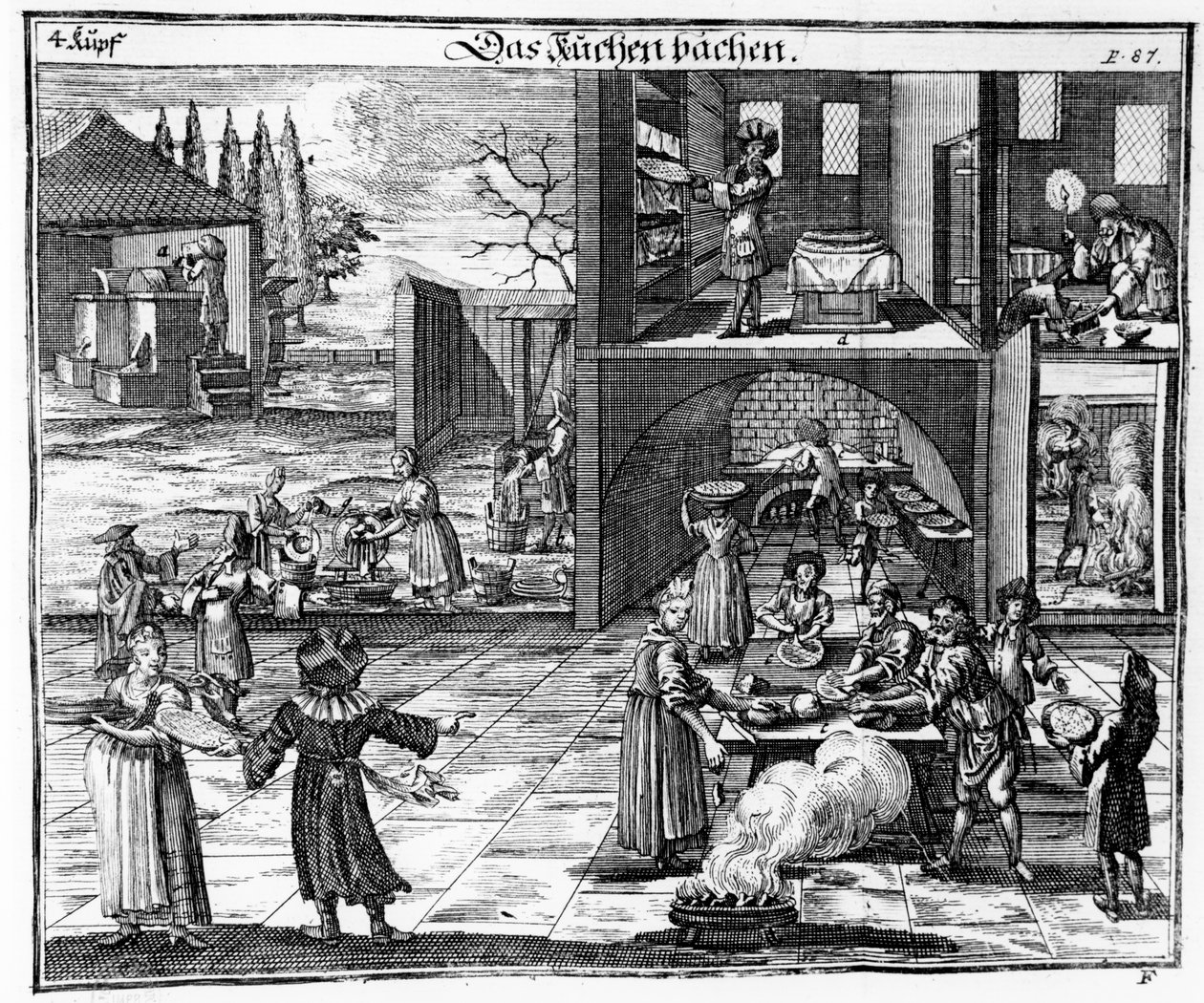 Jews baking bread by German School