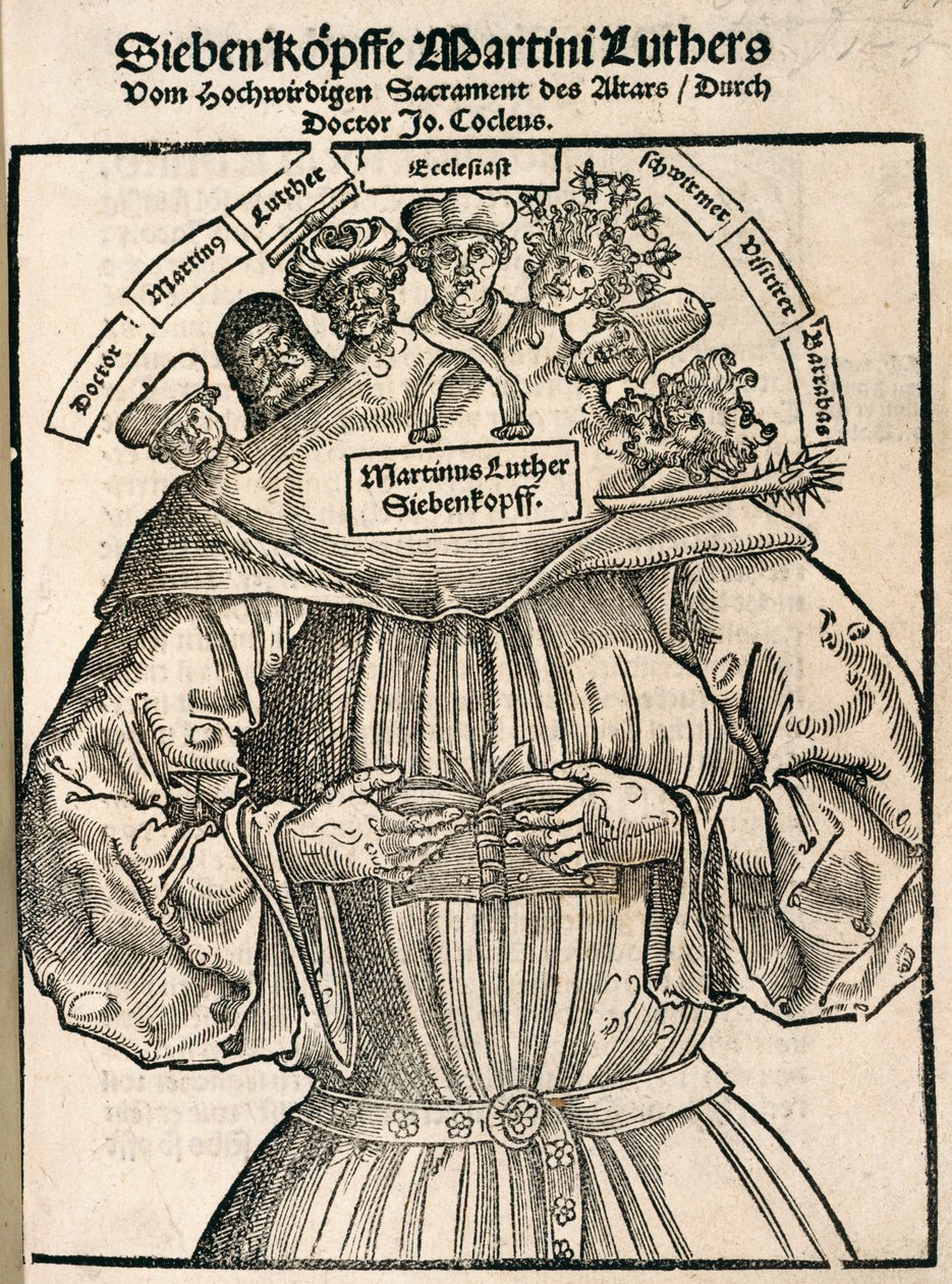 Seven-headed Martin Luther by German School