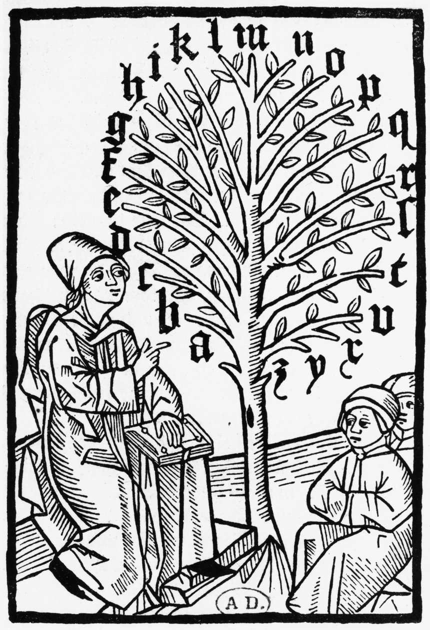 Teaching the Alphabet, 1490 by German School