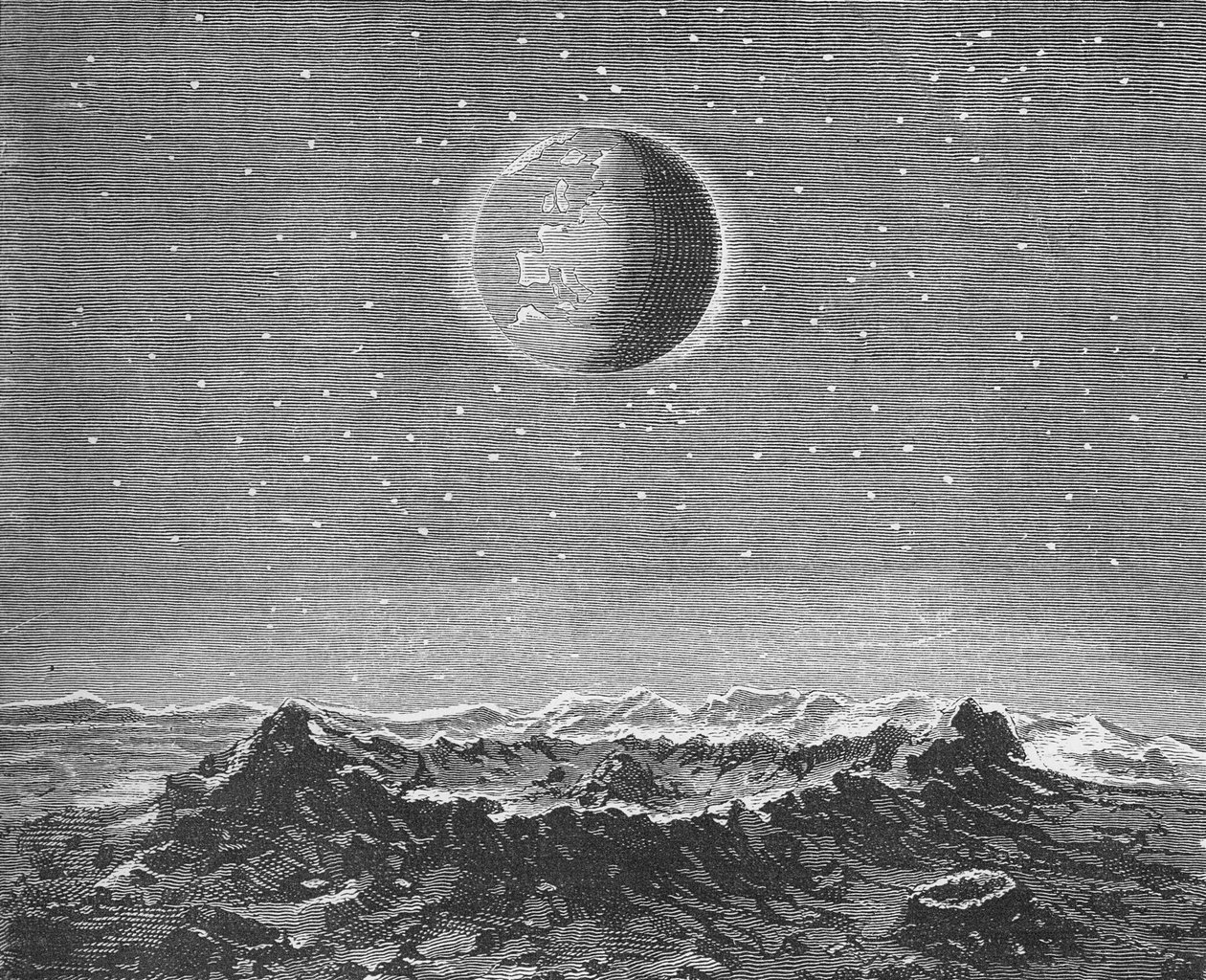 The Earth as Seen from the Moon by German School
