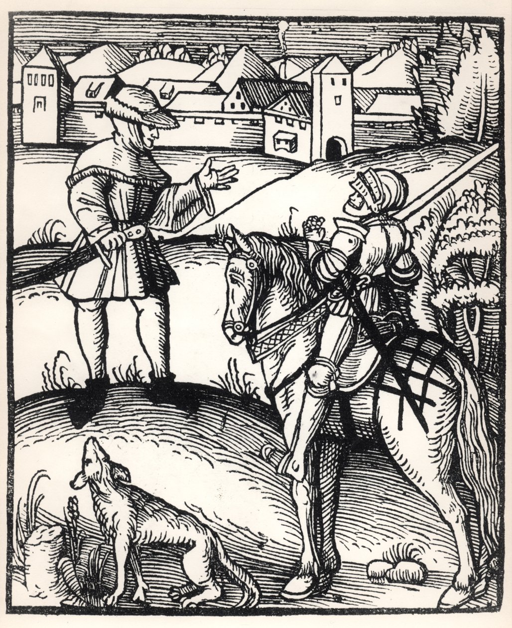The Knight and the Peasant by German School