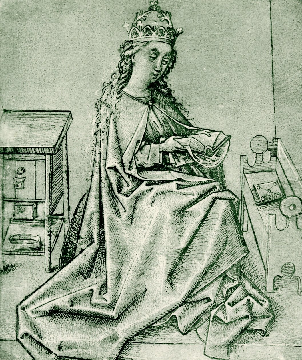 Virgin Mary Praying in a Gothic Chamber by German School