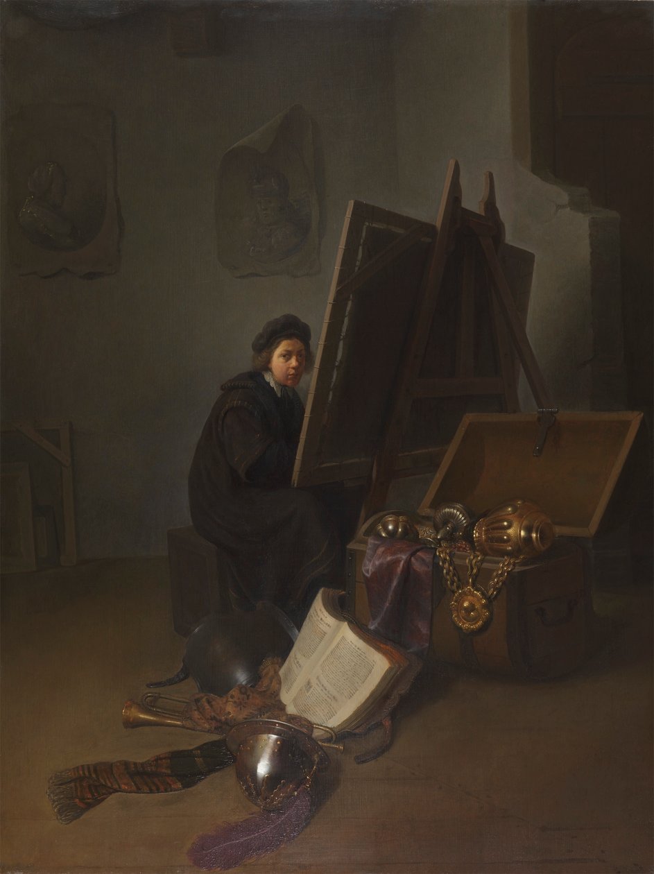 Self-Portrait (?) at an Easel by Gerrit Dou