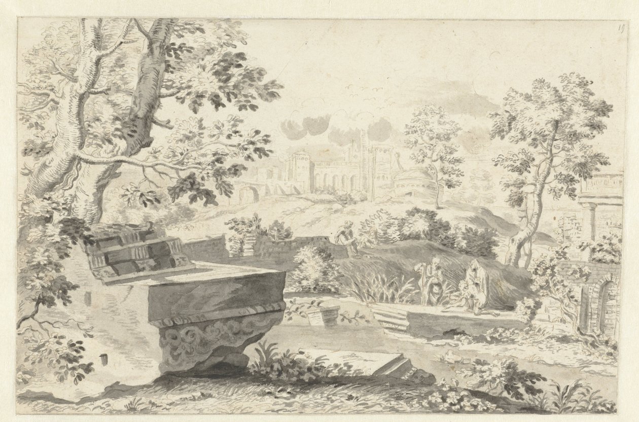 Landscape with Ancient Ruins by Gerrit Grasdorp (possibly)