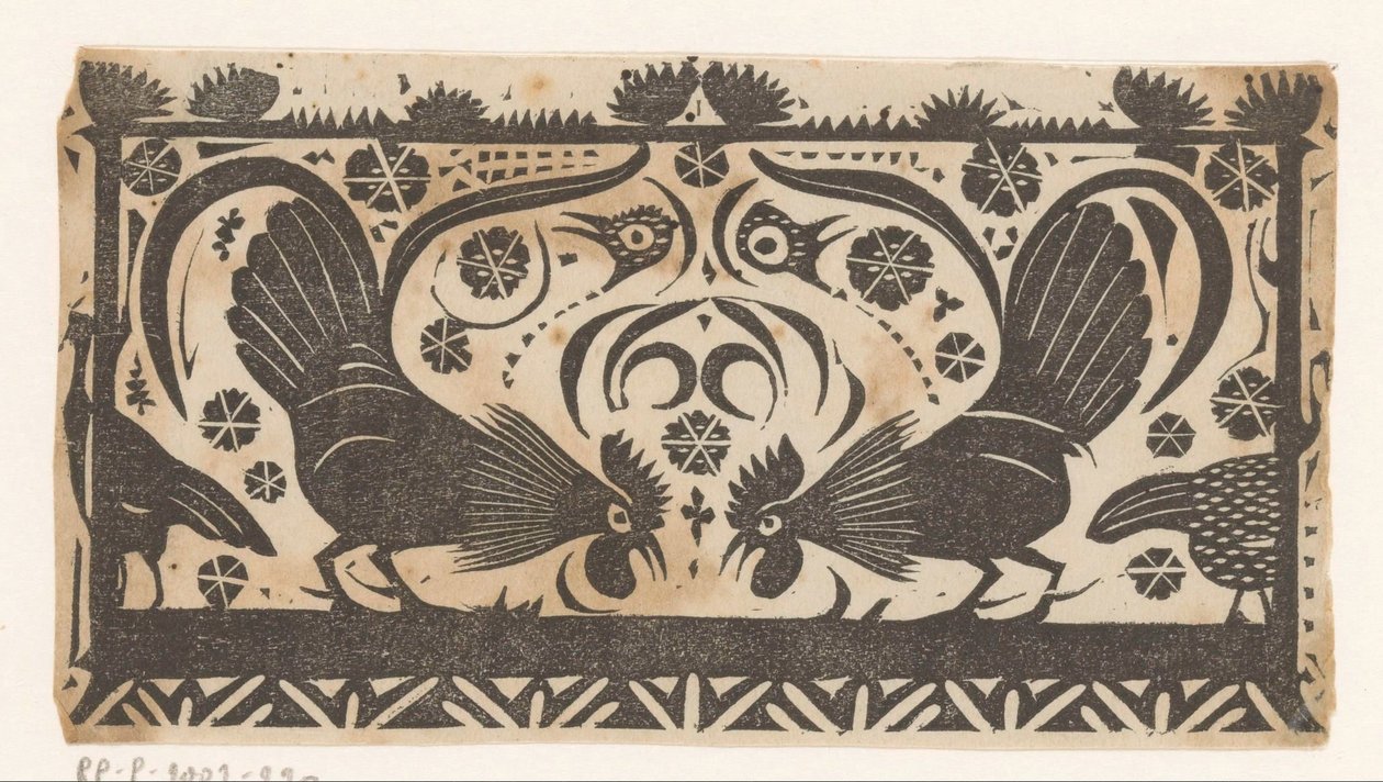Title Head with Roosters by Gerrit Willem Dijsselhof