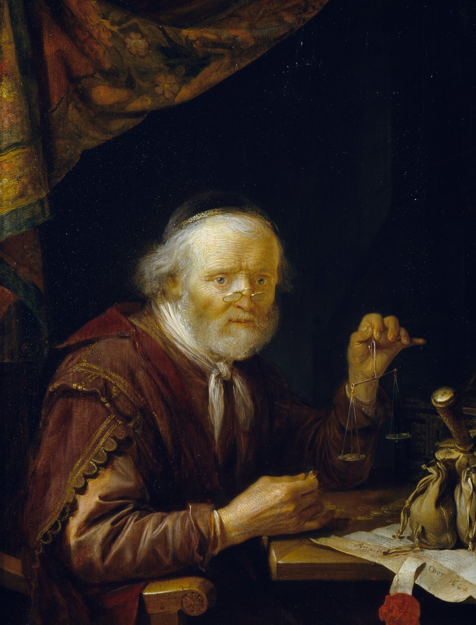 Weighing gold by Gerrit or Gerard Dou