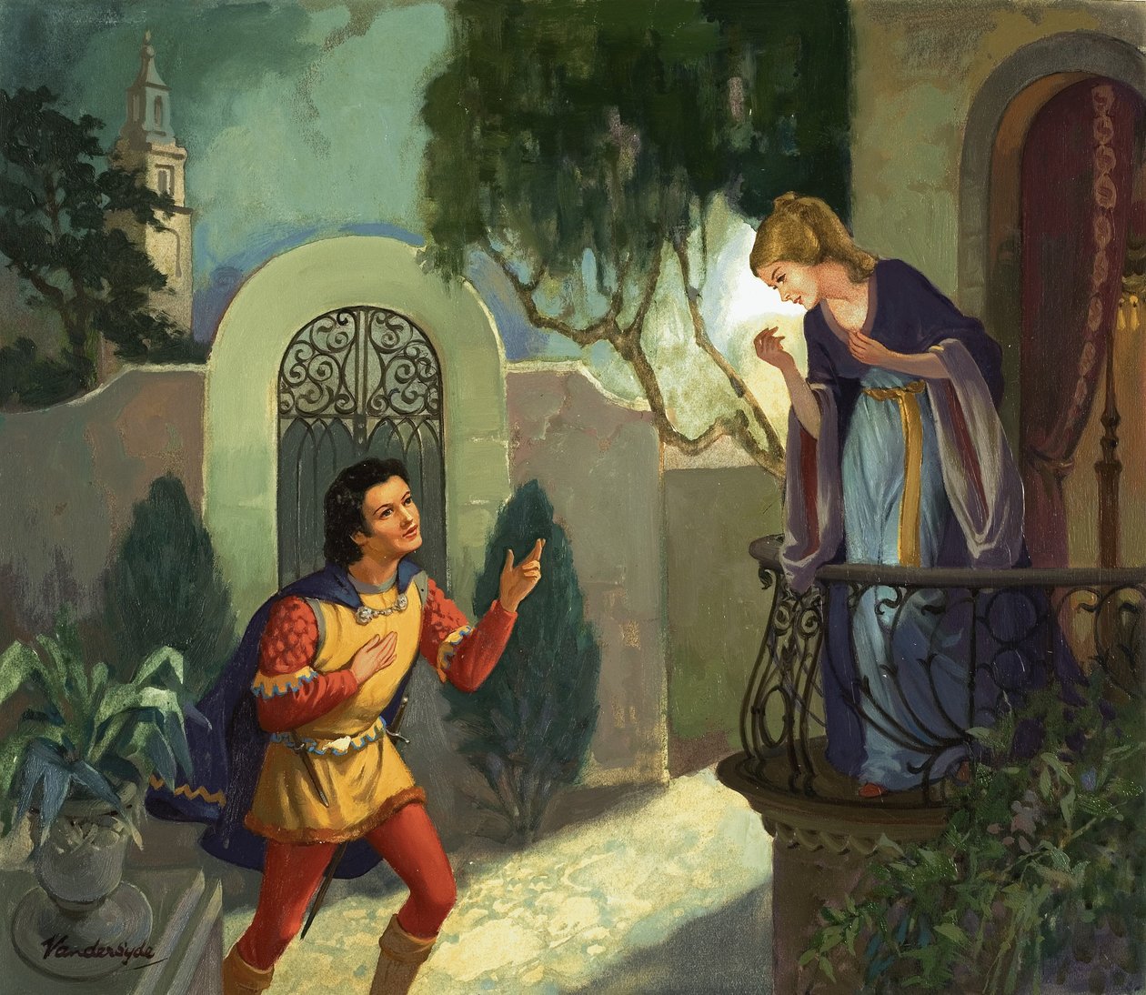 Unidentified balcony scene, possibly Romeo and Juliet by Gerritt Vandersyde