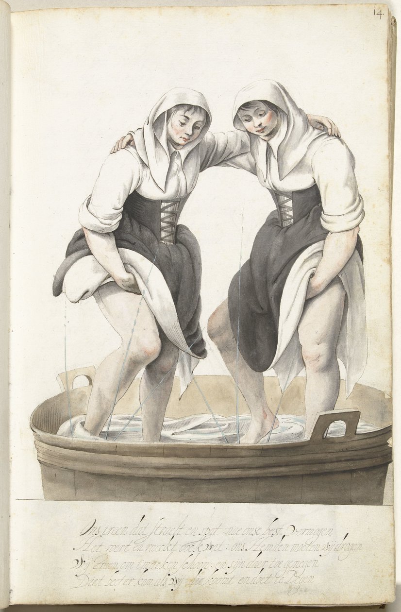 Two Women Pounding Laundry by Gesina ter Borch