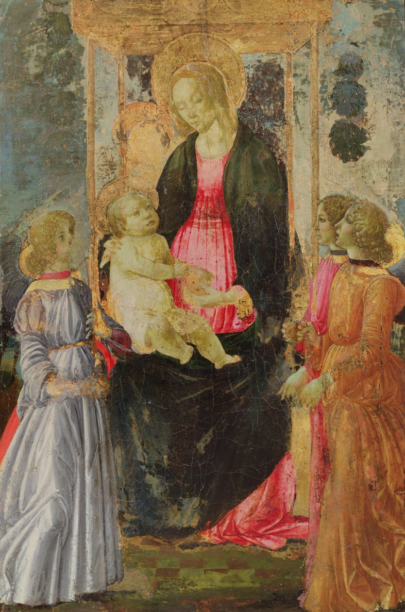Enthroned Madonna and Child with Attendant Angels by Gherardo di Giovanni
