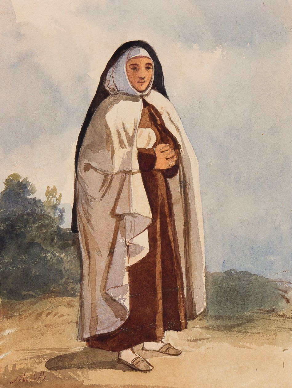 A Nun, with Additions by Princess Maria Annunziata di Borbone by Giacinto Gigante