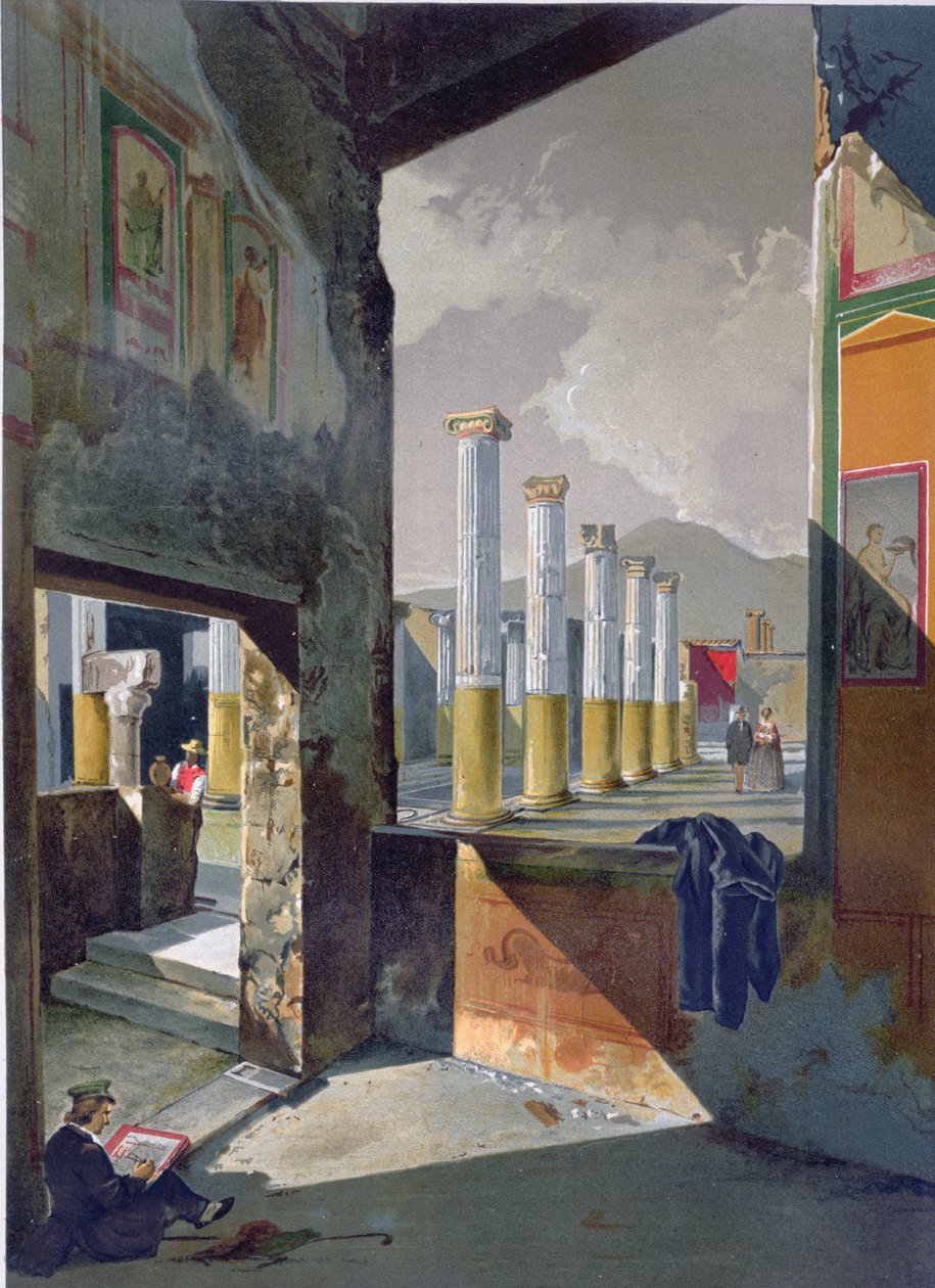 Tourists Visiting and Sketching in Pompeii, c.1860 by Giacinto Gigante