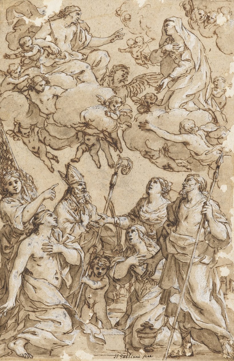 Christ and the Virgin with Patron Saints of Pistoia by Giacinto Gimignani