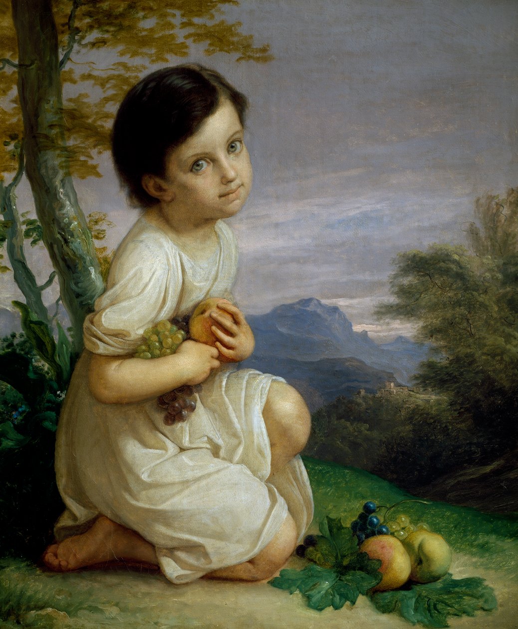 Portrait of Lena Presti with Fruit by Giacomo Trecourt