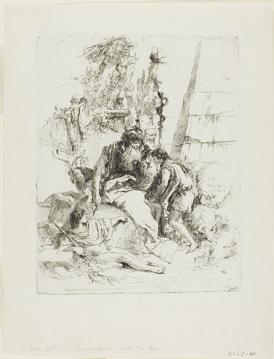 Two Magicians with Two Boys, from Scherzi by Giambattista Tiepolo