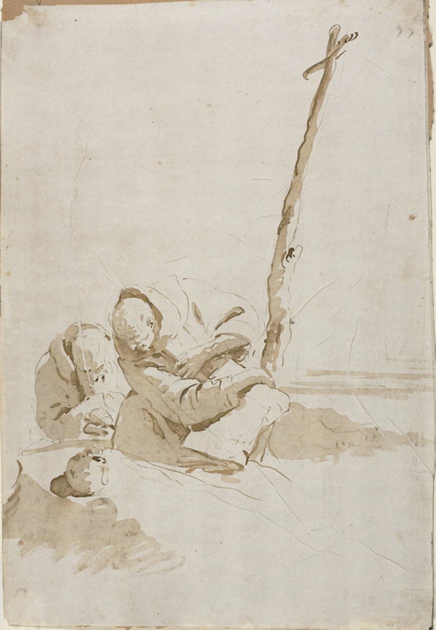 Two Monks Contemplating a Skull by Giambattista Tiepolo