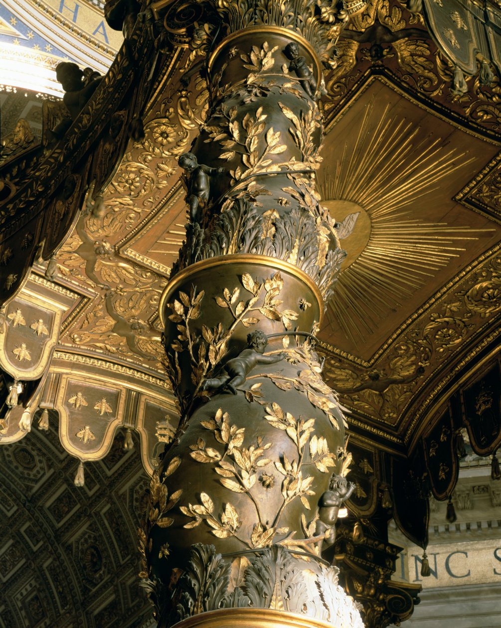 Barley Sugar Column from the Baldacchino with Laurel Leaves and Putti Chasing Bees, 1633 by Gian Lorenzo Bernini