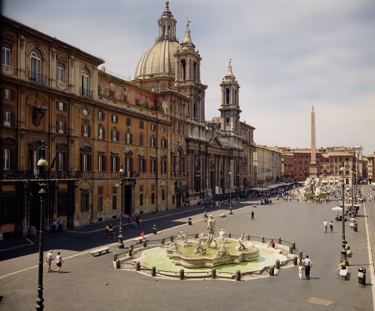 View of the piazza with the Fountain of the Four Rivers, 1648-51 and the Moro Fountain, 1653-5 by Gian Lorenzo Bernini