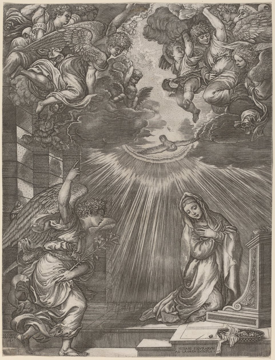 The Annunciation by Gian Jacopo Caraglio after Titian
