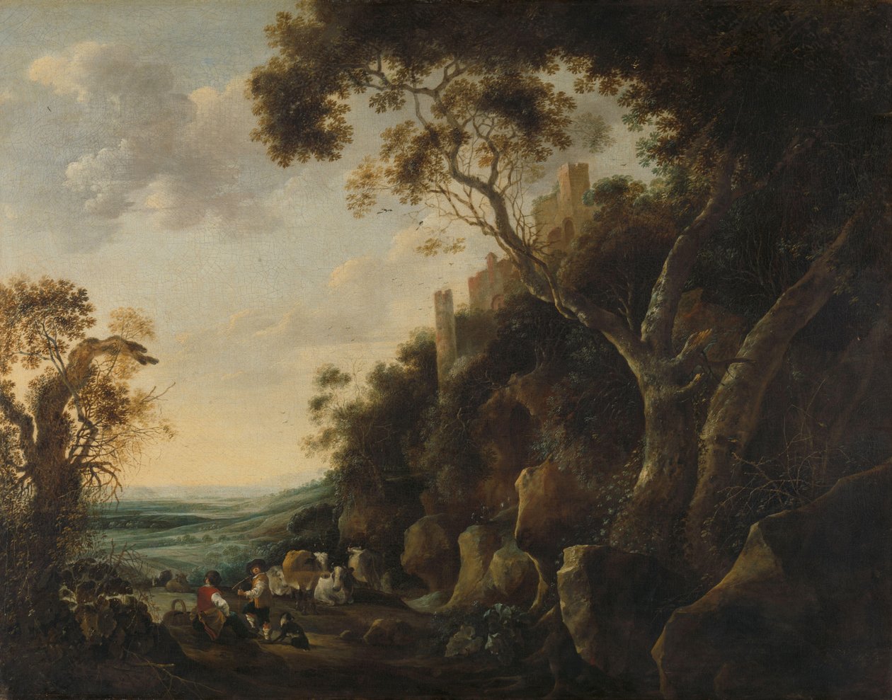 Landscape with Herdsmen by Gijsbert Gillisz de Hondecoeter