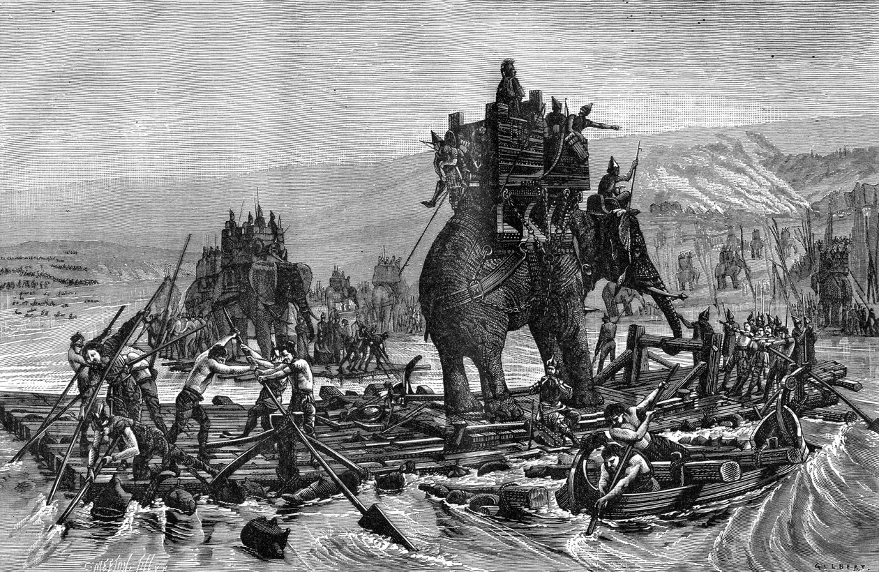 Hannibal crossing the Rhone, 218 BC by Gilbert