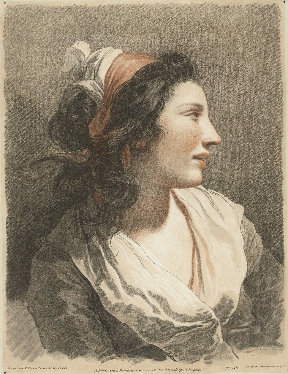 Bust of Young Woman with Headscarf by Gilles Antoine Demarteau
