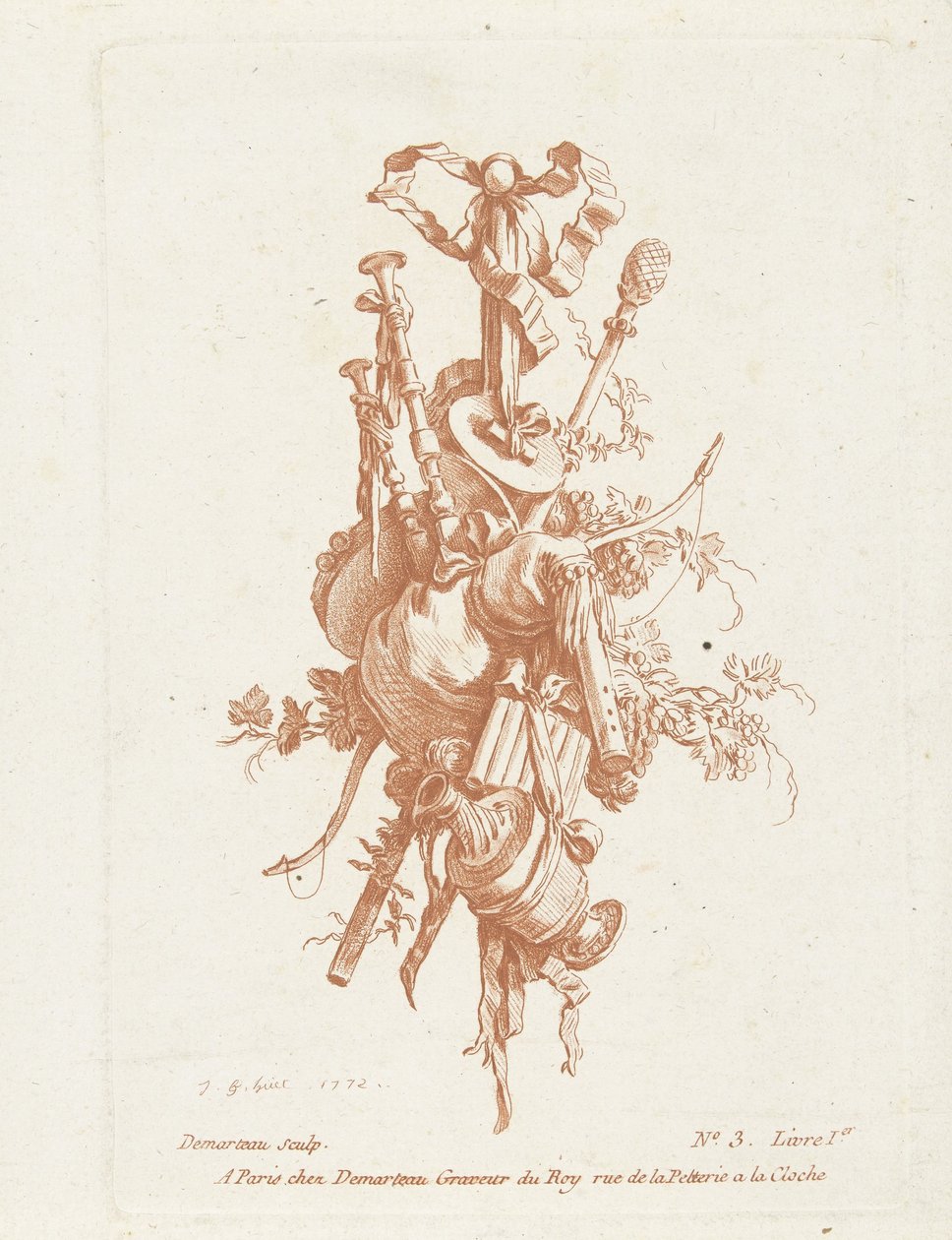 Trophy with Musical Instruments by Gilles Antoine Demarteau