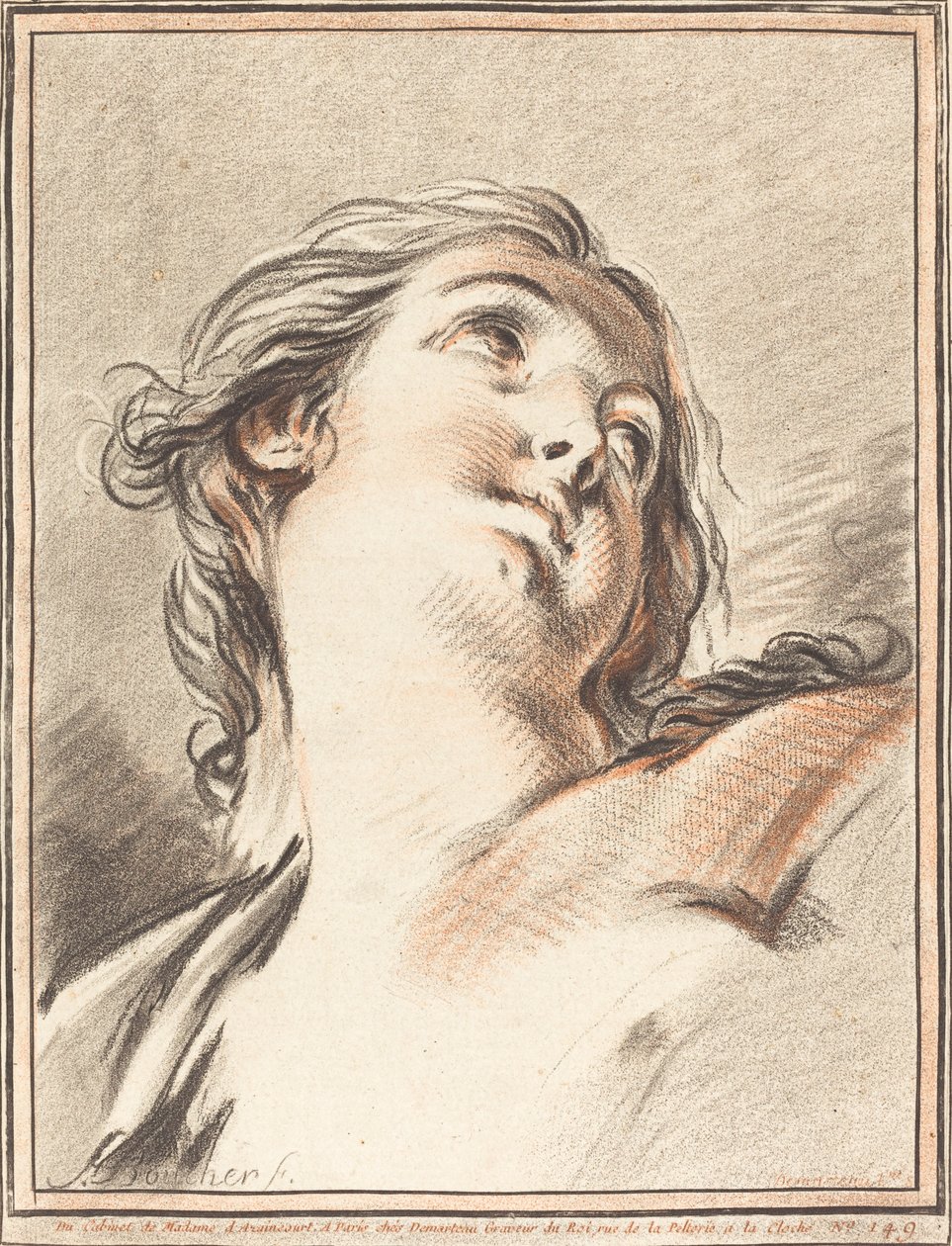 Head of a Woman Looking Up by Gilles Demarteau