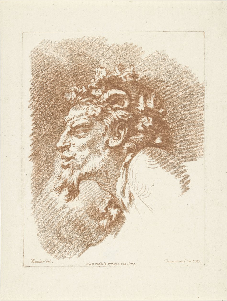 Head of a Satyr by Gilles Demarteau