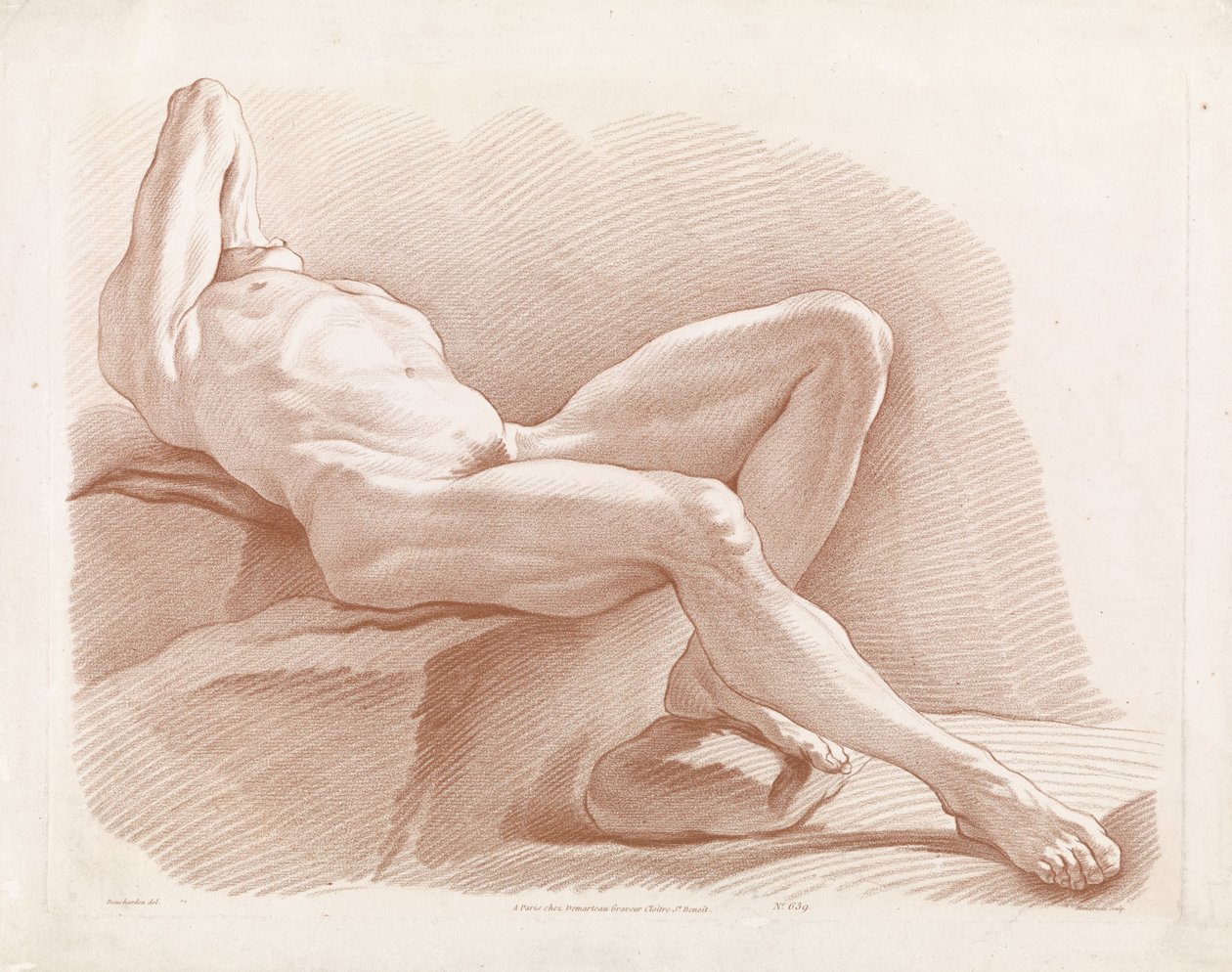 Reclining Male Nude by Gilles Demarteau