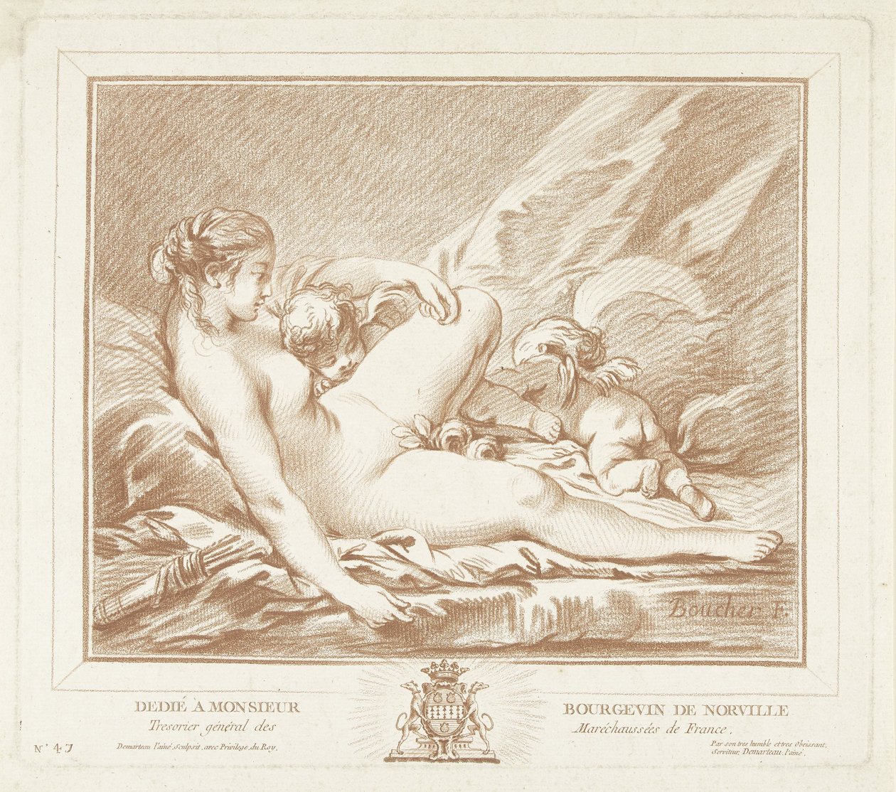 Reclining Venus with Amor and Anteros by Gilles Demarteau